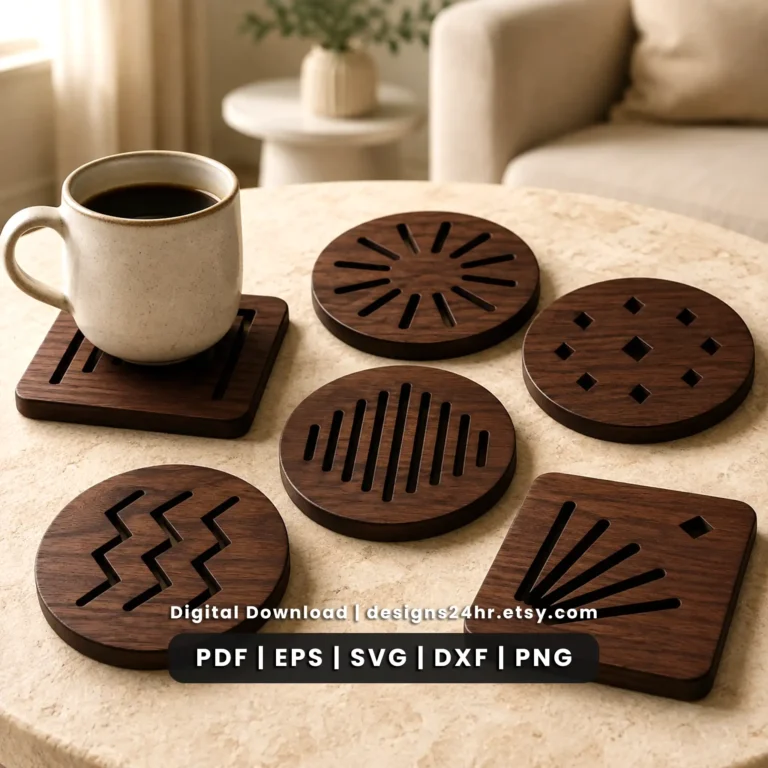 20 Art Deco coaster SVG bundle with geometric laser cut designs
